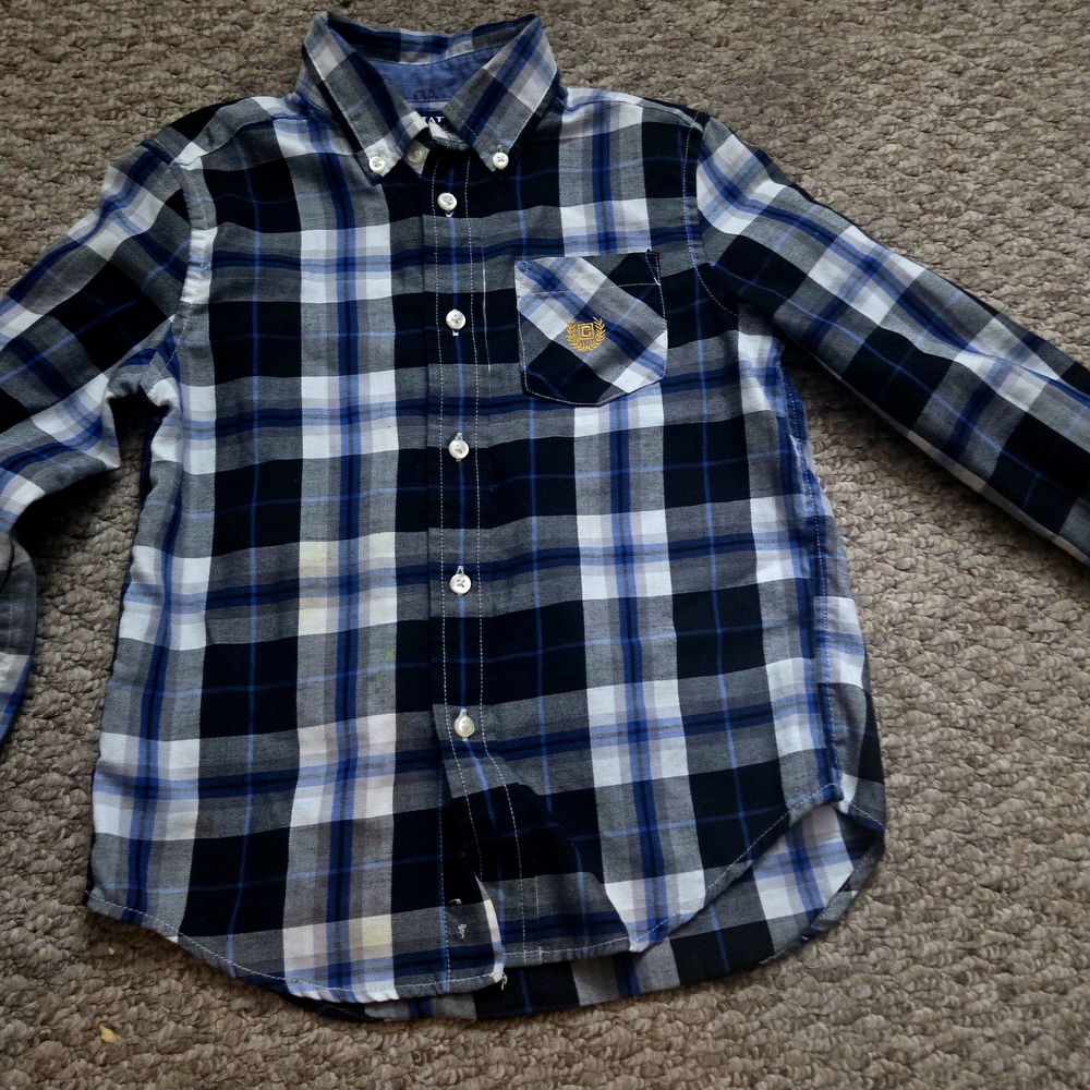 Champs Navy and White Plaid Button Down Shirt